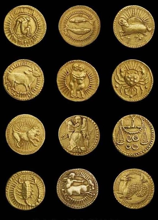 Gold Zodiac Coins, Emperor Jahangir's Reign (early 17th century)